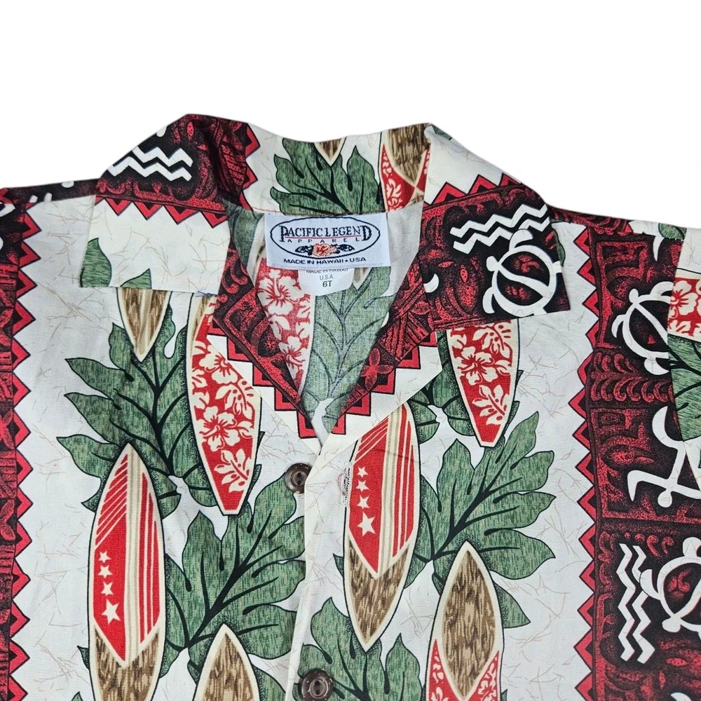 Pacific Legend Hawaiian Top Bottom Boys 6T Shirt Short Set Beach Surf Aztec Palm - Picture 4 of 11